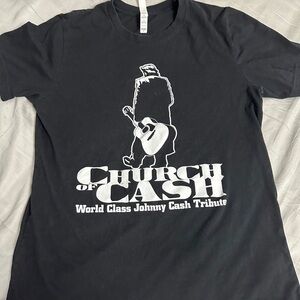 Johnny Cash Church of Cash Music Tribute Graphic T-Shirt Black White Size Large